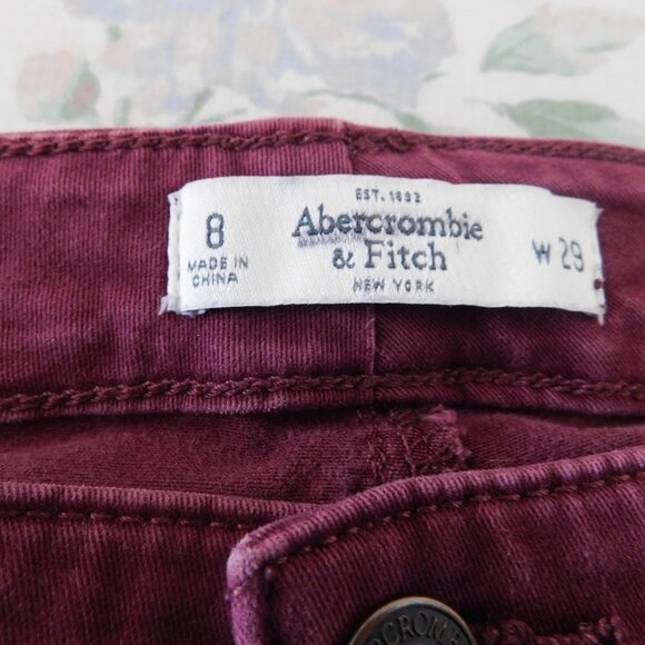 🦌 Abercrombie & Fitch Maroon Skinny Jeans Size 8 W29 - Picture 3 of 12